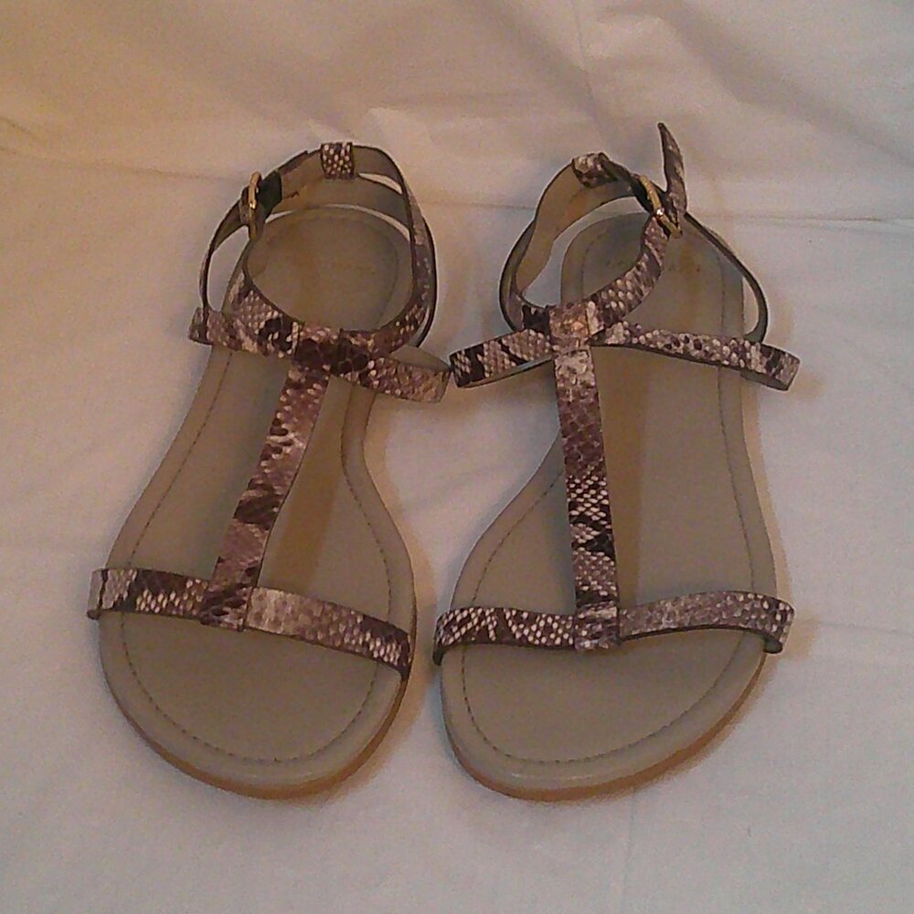 Cole Haan Women's Roccia Murley II Flat Sandals Snake Print Leather Size 7 B